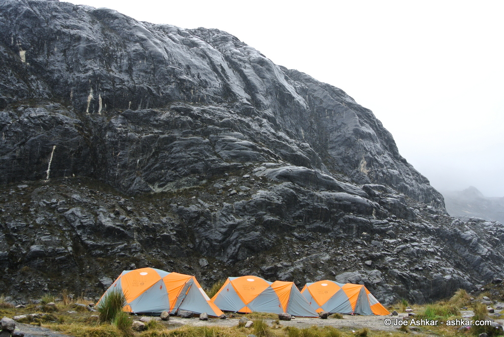Back in the wet and muddy confines of Carstensz Base Camp.