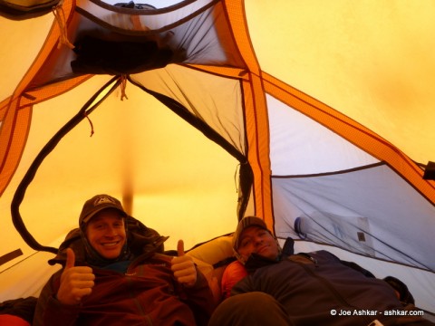 Three Men in a Tent.