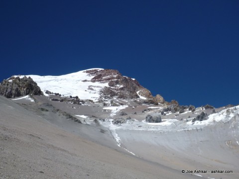 View of the Polish Glacier on the way to Camp 3.