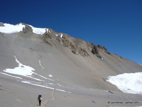 Moonlike terrain on the way to C3.