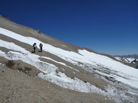Crossing ice formations.