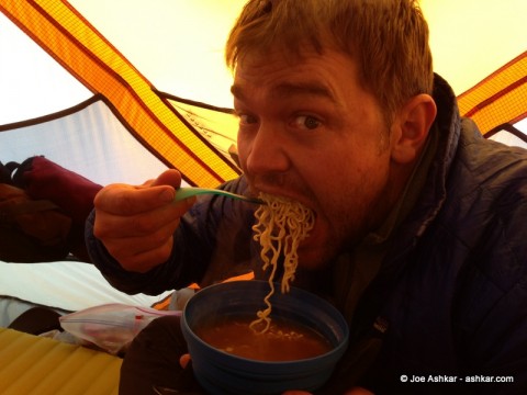 Ari enjoying Ramen Noodles.