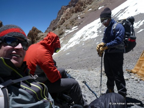 Taking a food and hydration break on Summit Day.