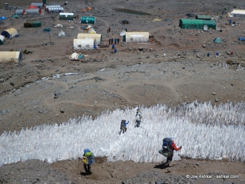 Crossing the Penitentes into Plaza de Mulas.