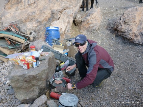 Garrett Madison cooking up Burgers.
