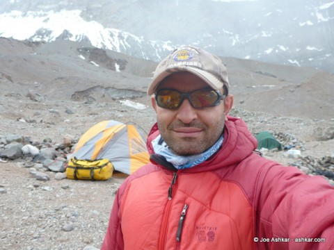 In front of my tent at Plaza Argentina.