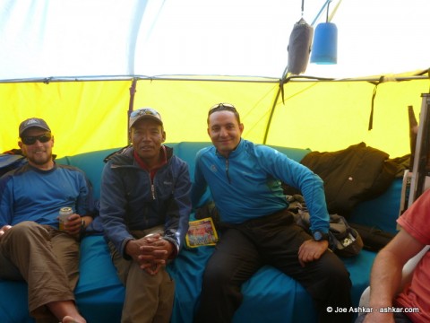 Hanging out with Lakpa Rita Sherpa at Base Camp.