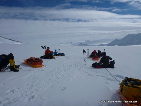 Taking a break on the way up to Low Camp.