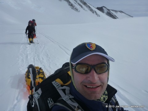 Joe Ashkar moving up on the Branscomb Glacier.