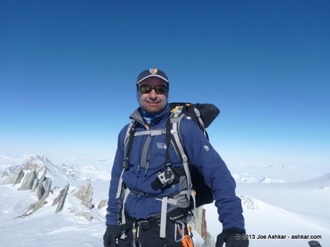Joe Ashkar climbing up towards Mt. Vinson's Summit.