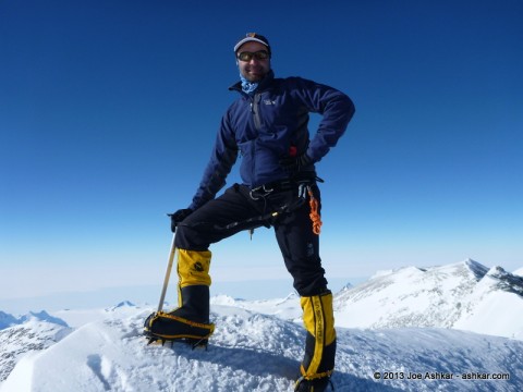 Joe Ashkar on the summit of Mt. Vinson, Antarctica.