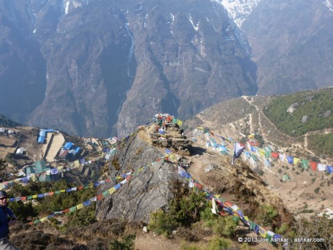 Prayer flags above Namche.